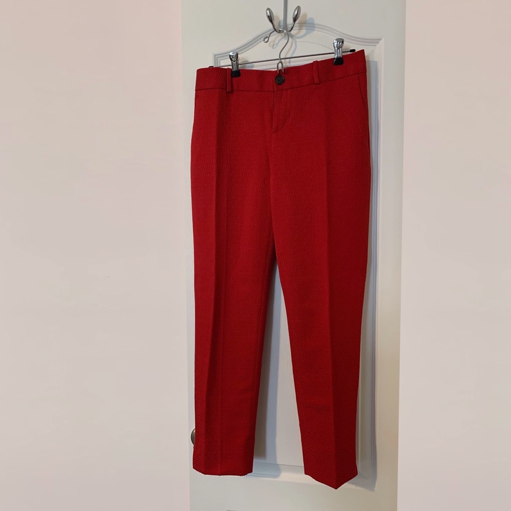 Banana Republic red jacquard slim ankle pants